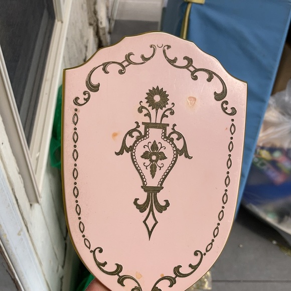 Vintage Pereline hand mirror pink & yellow - Picture 10 of 10